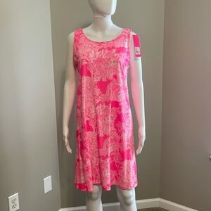 NWT Lilly Pulitzer Roxie Pink Palm Beach Anniversary Toile Kristen Dress, Medium